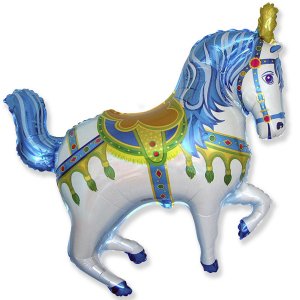 Фольгированная фигура шар Лошадь цирковая синяя, 1 шт.