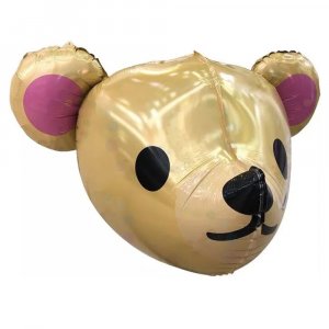 Шар фигура (64 см.), 3D голова, милый медведь, коричневый, 1 шт.