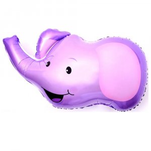 Воздушный шар с клапаном (41 см.), мини-фигура, голова слона, фиолетовый, 1 шт.