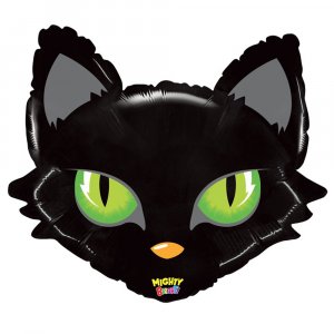 Шар фигура (71 см.), голова, зеленоглазая кошка, черный, 1 шт.
