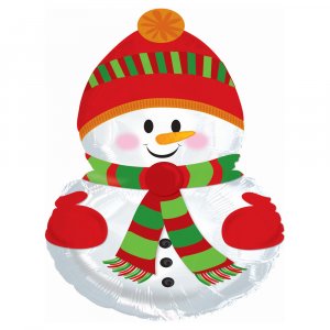 Шар (9”/23 см) Мини-фигура, Снеговик в шапочке