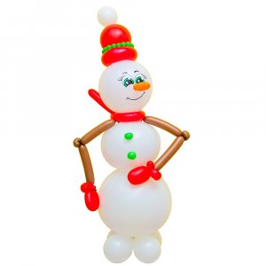 Фигура из шаров “Снеговик в новогодней шапке”