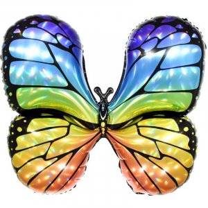 Фольгированная фигура шар Бабочка Яркая радуга Голография, 1 шт.