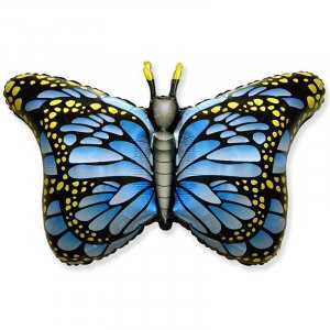 Фольгированная фигура шар Бабочка-монарх Синий, 1 шт.