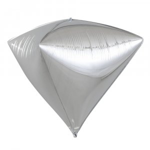 Воздушный шар 3D (20»/51 см) Алмаз, Серебро