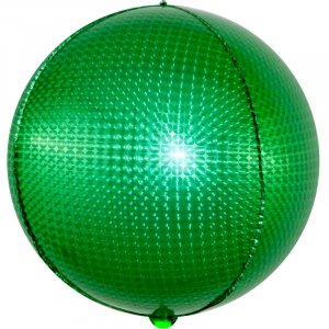 Шар (61 см) Сфера 3D, Стерео, Зеленый, Голография, 1 шт.