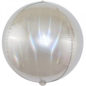 Шар (61 см) Сфера 3D, Светлое серебро, Голография, 1 шт.