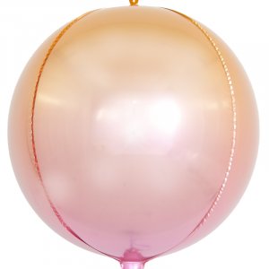 Воздушный шар (51 см) Сфера 3D, Розовый, Градиент, 1 шт.