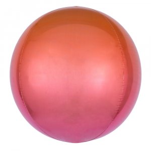 Шар (56 см) Сфера 3D, Красный/Фуше, Градиент, 1 шт.