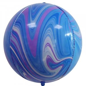 Шар (56 см) Сфера 3D, Мрамор, Голубой/Сиреневый, Агат, 1 шт.
