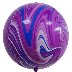 Шар (56 см) Сфера 3D, Мрамор, Фиолетовый/Синий, Агат, 1 шт.