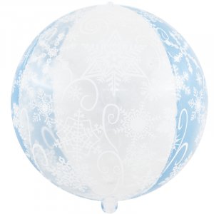 Шар (56 см) Сфера 3D, Снежинки, Голубой/Прозрачный, 1 шт.