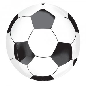 Шар (58 см) Сфера 3D, Футбольный мяч, Черный, 1 шт.