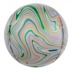Шар (61 см) Сфера 3D, Мраморная иллюзия, Разноцветный, Агат, 1 шт.