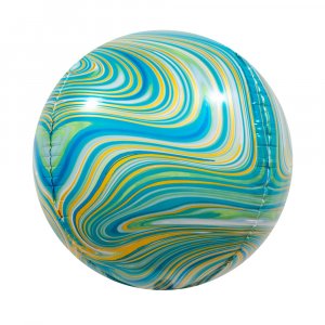Шар (61 см) Сфера 3D, Мраморная иллюзия, Зеленый, Агат, 1 шт.