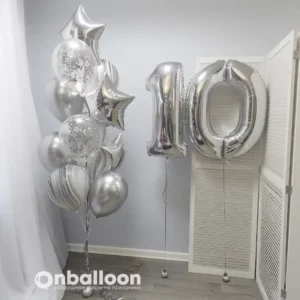 Шары на 10 лет "Серебро"