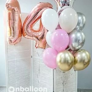 Шары на 14 лет " Розовое золото хром"