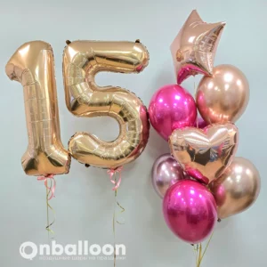 Шары на 15 лет "Розовое золото"