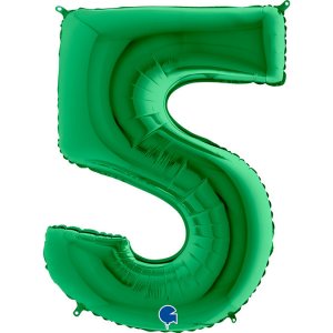Шар (40”/102 см) Цифра, 5, Зеленая, 1 шт.