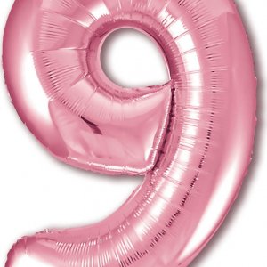 Шар (40”/102 см) Цифра, 9, Розовый металлик, 1 шт.