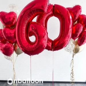Набор красных шаров на 60 лет