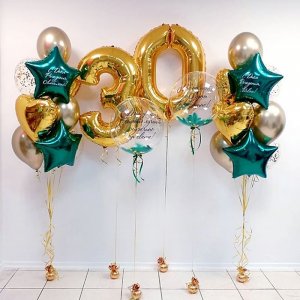 Шары на 30 лет “Зелено-золотые”