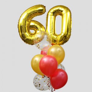 Фонтан из шаров “60 лет золото”