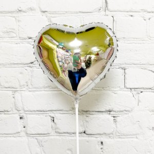 Воздушный шар без рисунка (9”/23 см) Мини-сердце, Серебро