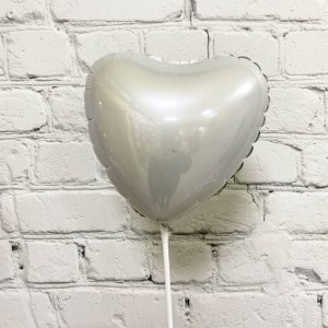 Фольгированный шар (9”/23 см) Мини-сердце, Белый