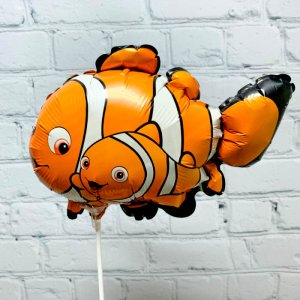 Маленький воздушный шар (14”/36 см) Мини-фигура, Рыба-клоун, Оранжевый