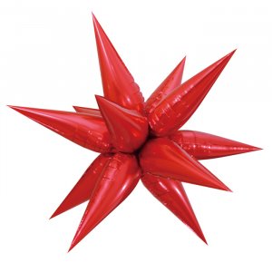 Фольгированный шар (26”/66 см) Фигура, Звезда составная, Красный
