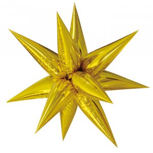 Фольгированный шар (26”/66 см) Фигура, Звезда составная, Золотой