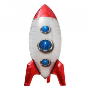 Шар (32”/81 см) Фигура, 3D Ракета, Красный