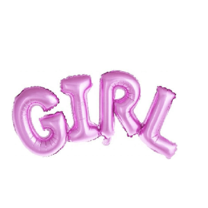 Фольгированный шар (44”/112 см) Фигура, Надпись “Girl”, Розовый, 1 шт.