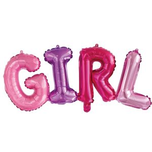 Фольгированный шар (43”/109 см) Фигура, Надпись “Girl”, Разноцветный, 1 шт.