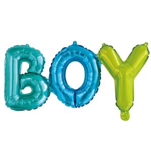 Фольгированный шар (27”/69 см) Фигура, Надпись “Boy”, Разноцветный, 1 шт.