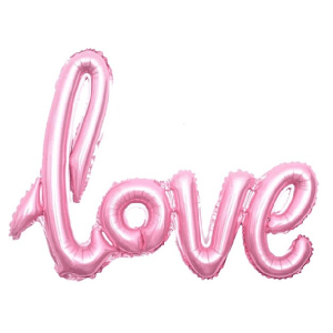 Фольгированный шар (41”/104 см) Фигура, Надпись “Love”, Розовый, 1 шт.