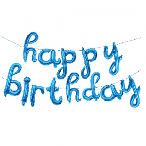 Набор шаров-букв из фольги (17”/43 см) Мини-Надпись “Happy Birthday” (курсив), Голубой, 1 шт.
