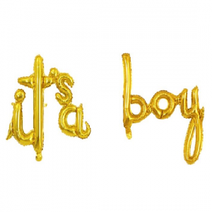 Набор шаров-букв из фольги (16”/41 см) Мини-Надпись “It`s a Boy”, Золото, 1 шт.