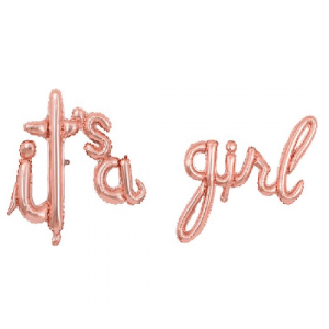 Набор шаров-букв из фольги (16”/41 см) Мини-Надпись “It`s a Girl”, Розовое Золото, 1 шт.