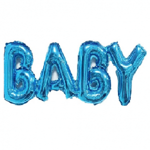 Шар из фольги (32”/81 см) Фигура, Надпись “Baby”, Синий, 1 шт.