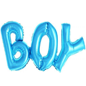 Фольгированный шар (33”/84 см) Фигура, Надпись “Boy”, Голубой, 1 шт.
