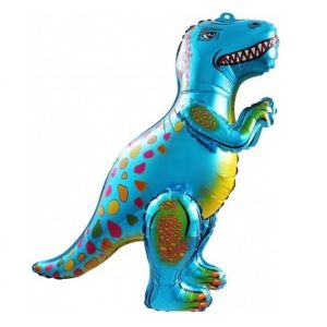 Шар 3D (25”/64 см) Фигура, Динозавр Аллозавр, Синий, 1 шт.