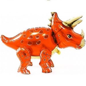 Шар 3D (36”/91 см) Фигура, Динозавр Трицератопс, Оранжевый, 1 шт.