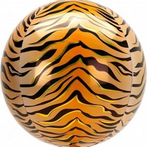 Шар 3D (22”/56 см) Сфера, Анималистика, Пятнистый окрас, Тигр, 1 шт.