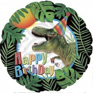 Шар (18”/46 см) Круг, С Днем Рождения! (динозавр), 1 шт.