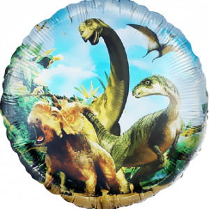 Шар (18”/46 см) Круг, Динозавры Юрского периода, 1 шт.