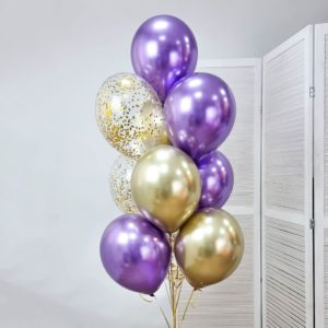 Фонтан из шаров “Фиолетово-золотой”