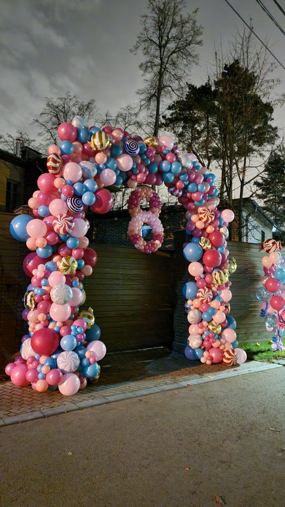 Высокая арка из шаров на день рождения