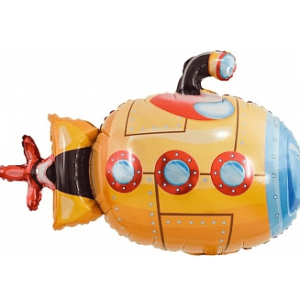 Шар (38”/97 см) Фигура, Подводная лодка, Оранжевый, 1 шт.
